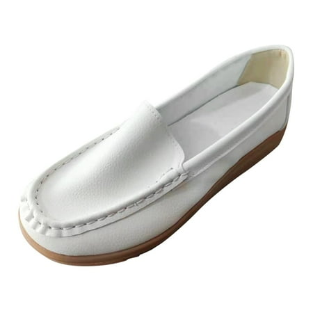 

Takeoutsome Ladies Fashion Multicolor Leather Shoes Soft Sole Pump Flat Casual Shoes