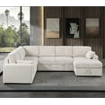 thumbnail image 4 of Hybition Fabric U-Shape Sofa Modern Pull out Sofa bed  & Storage Space-Beige, 4 of 7