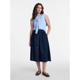 thumbnail image 3 of Time and Tru Women's Button Front Denim Midi Skirt, Sizes XS – XXXL, 3 of 6