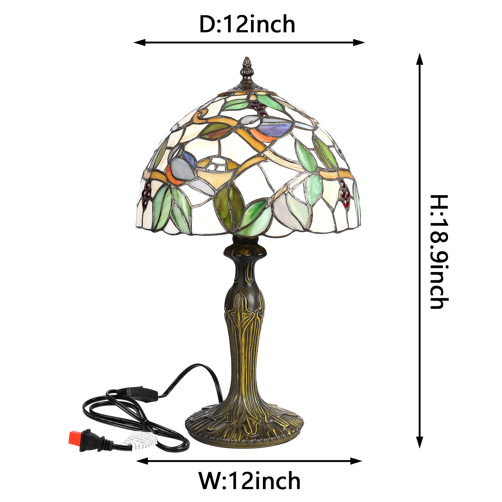 FUMAT Tiffany Table Lamp Bedside Nightstand Table Lamp,3-Way Dimmable LED  Stained Glass Lamp Shade for Side Small Table Lamps,8X8X14Inch Hotel,Office  Reading Desk Lights (MLDGLS7ES/WW) 