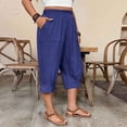 thumbnail image 4 of Women's Plus Size Cropped Capri Pants with Pockets Casual Solid Color, 4 of 9