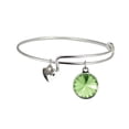 thumbnail image 1 of LINEL Silver Expandable Crystal Birthstone Bracelet Silver Heart Love Charm May Birthstone Green, 1 of 1
