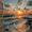 Sunset, variant on Ocean Beach Window Sunset Canvas Print, Modern Window View Art, Ready To Hang Coastal Home Wall Decor