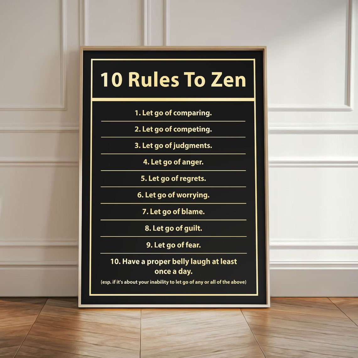 10 Rules To Zen Poster Mindfulness Quote Minimalist Inspirational Meditation Inspirational Office And Bedroom Decor