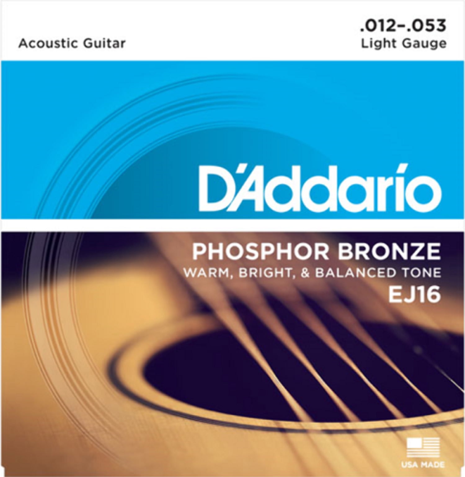 D'Addario EJ16-B25 Phosphor Bronze Acoustic Guitar Strings, Light, 25 Bulk Sets