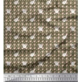 thumbnail image 1 of Soimoi Cotton Poplin Fabric Footprint & Cat Kids Printed Craft Fabric by The Yard 42 Inch Wide, 1 of 1