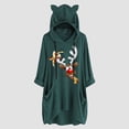 thumbnail image 2 of Top de manga larga con cuello redondo y capucha para mujer con estampado navideño y bolsillo suelto para mujer Pompotops FGAJ11150, 2 of 6