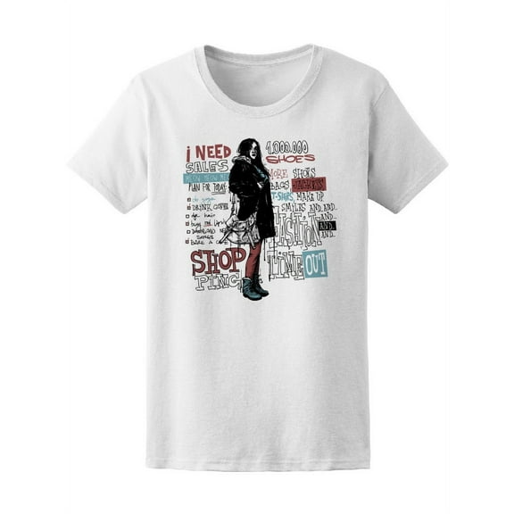 Cute Fashion Girl Sketch T-Shirt Women -Image by Shutterstock, Female Small