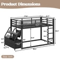 thumbnail image 5 of HOQBN Twin Over Twin Metal Bunk Bed with LED Lights, Staircase with Storage Shelves & Drawers, Heavy Duty Bunk Bed Frame for Kids Teens, No Box Spring Needed, Black, 5 of 14