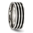 thumbnail image 5 of Auriga Fine Jewelry Stainless Steel 8 mm Black IP-plated Striped Polished Band for Women Size 12.5, 5 of 7