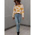 thumbnail image 4 of Suéter informal con bordado de mariposas de TEELYNN para mujer, suéter vintage de manga larga para otoño 2022, jersey de punto de gran tamaño, 4 of 5