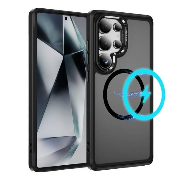 Strong Magnetic Case for Samsung Galaxy S24 Ultra, Compatible with MagSafe, Luxury Translucent Slim Thin Military-Grade Protection Shockproof Lightweight Phone Case for Galaxy S24 Ultra, Black
