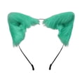 thumbnail image 2 of Diadema con orejas para fiesta, hecha a mano, con pelo sintético, ideal para disfraz de carnaval. Verde, 2 of 9