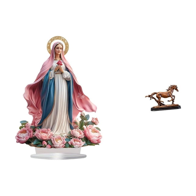 Escultura de la escena de la Natividad,Adorno acrílico 2D de pie,Centro de mesa decorativo con escena de la Natividad en acrílico,Figura de caballo,Figura coleccionable de caballo en miniatura