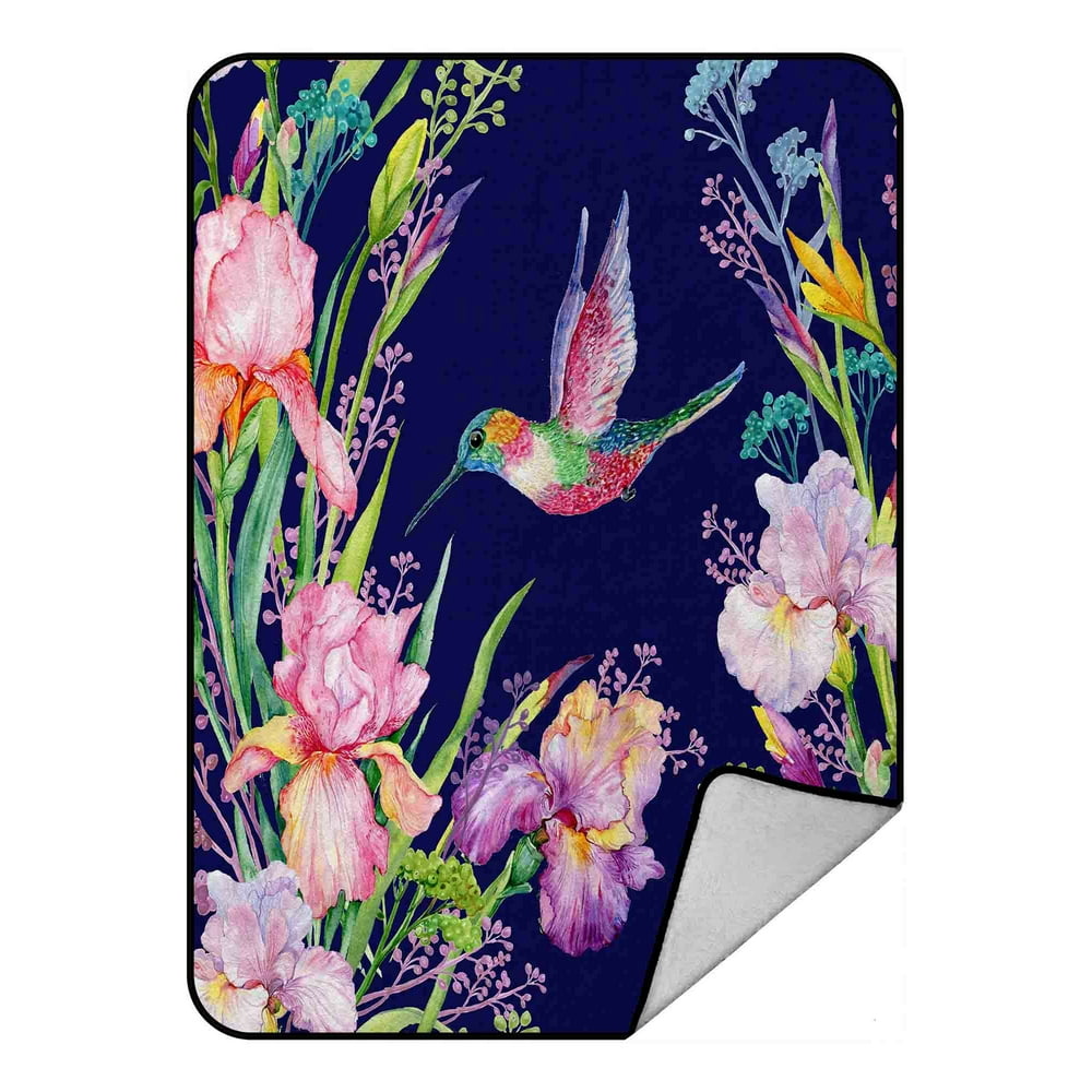 ECZJNT irises flowers small Hummingbird Throw Blanket Fleece Blankets