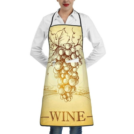 

Lukts Bunch of Grapes Pattern Kitchen Apron Waterdrop Resistant Apron with adjustable Aprons for Women and Men with Pockets Cooking Apron