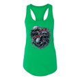 thumbnail image 2 of Wild Bobby, God Is My Judge Smokey Gray Skull Dark Pop Culture Ladies Racerback Tank Top, Kelly, X-Large, 2 of 3