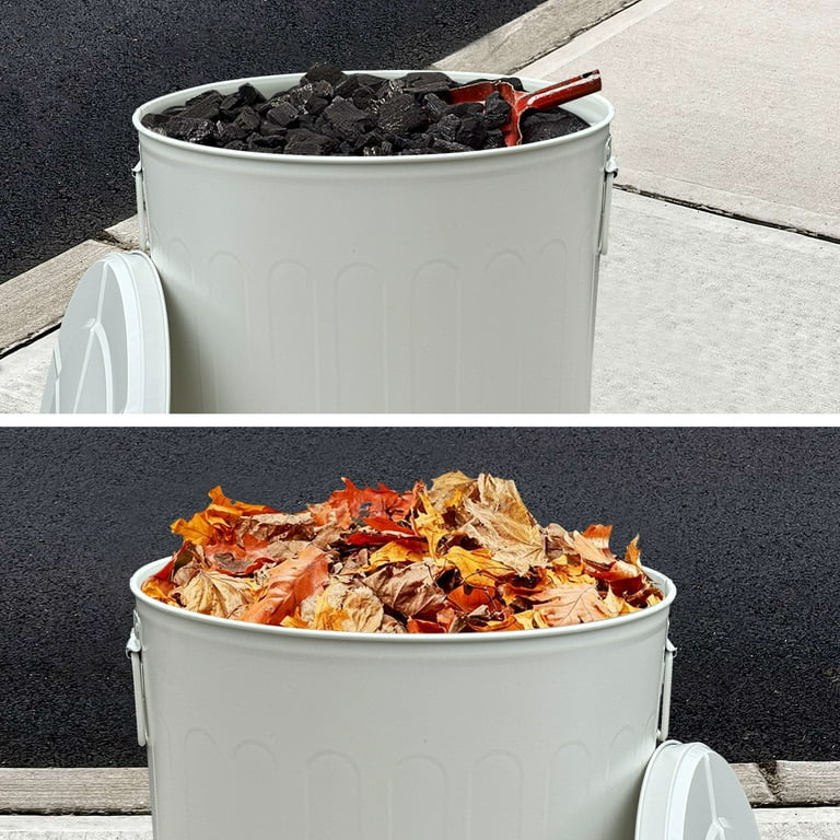20-Gallon Gray Galvanized Steel Round Trash Can with Lid 20-Gallon Gray Galvanized Steel Round Trash Can with Lid