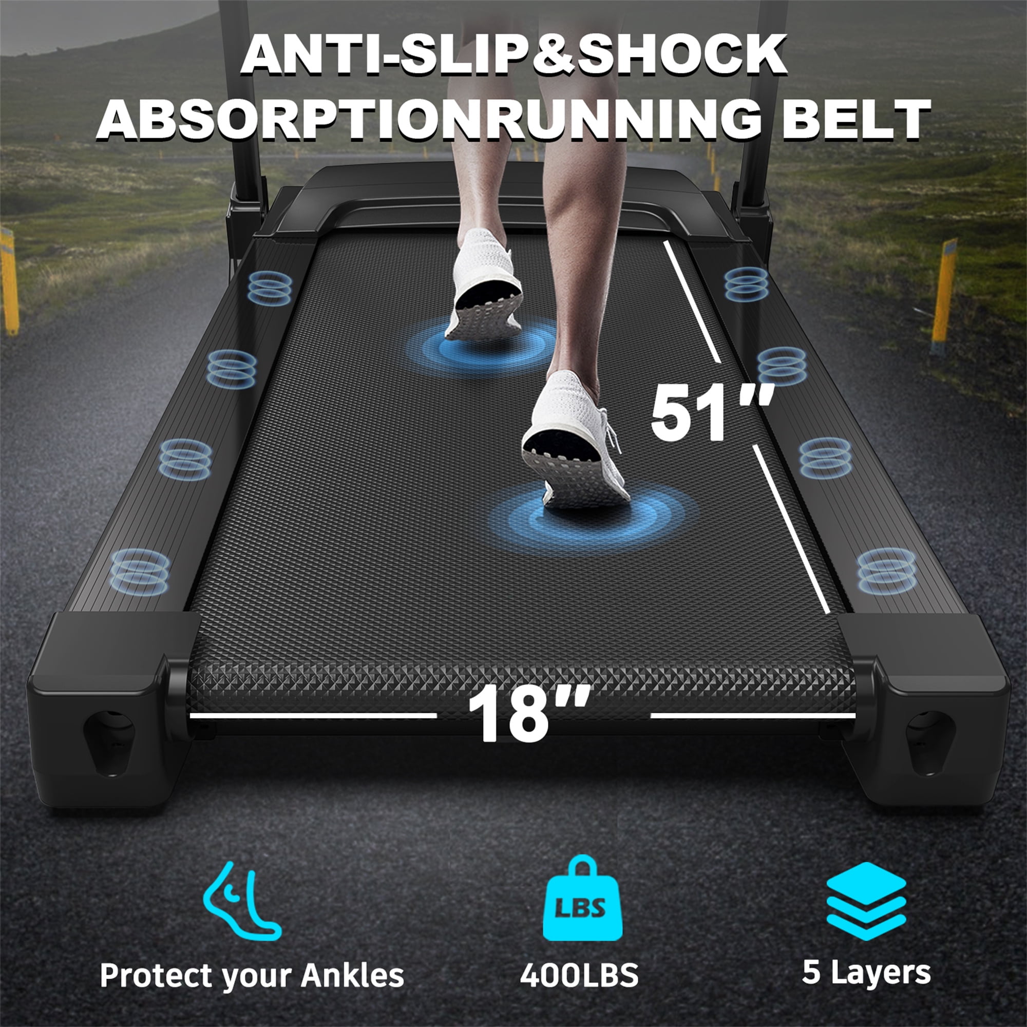 Aukfa Folding Treadmill - 400lb Capacity, 3.5HP Motor - Walmart.com