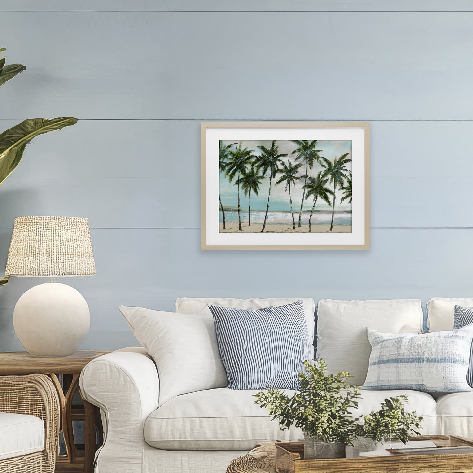 Stupell Industries Palms in A Row Coastal Birch Framed Print Under Glass, design by Lorenzo Collective