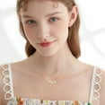 thumbnail image 4 of 925 Sterling Silver Opal Bow Necklace, Gold Plated Chain, Fine Pendant, 4 of 6