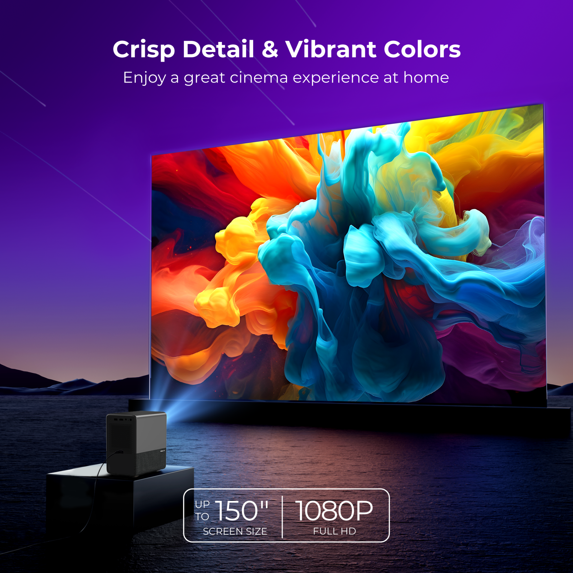 VANKYO Performance H500R Native 1080P Portable Projector, Built-in Roku TV, Full HD 5G Wifi & Bluetooth Outdoor Movie Projector, Auto-Focus & Auto-Keystone