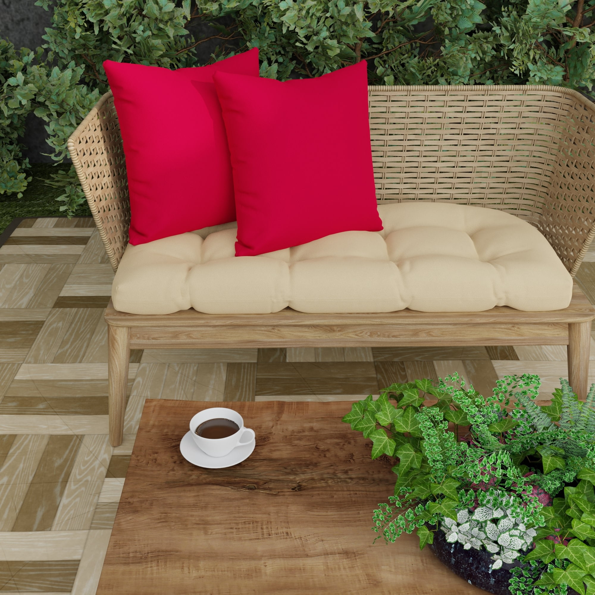 Jordan Manufacturing 16" x 16" Really Red Solid Square Outdoor Throw Pillow (2 Pack)
