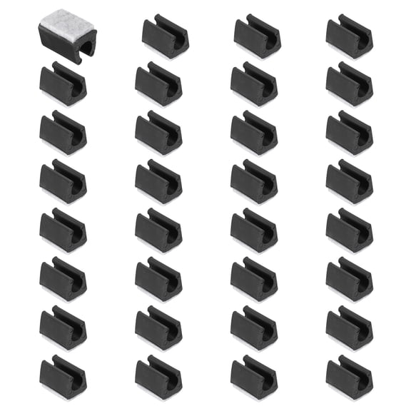 32 Pack Rectangle U Shaped Chair Leg Caps with Felt Pads, Fit 12mm Dia Tubular Legs, Slide Smoothly Furniture Feet Protectors No Scratches No Noise for Hardwood Floors, Black