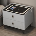 thumbnail image 1 of Smart LED Nightstand with 2 Drawers,White Bedside Table with Charging Station and USB Ports,Modern End Table e for Bedroom Living Room (Size : Light Gray), 1 of 9
