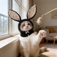 thumbnail image 4 of Easter Cute Bunny Ear Knit Pet Hat for Cats and Dogs - Winter Warm Headwear in Black, Adorable Rabbits Ear Decorative Accessory for Small to Medium Pets White Size:M, 4 of 4
