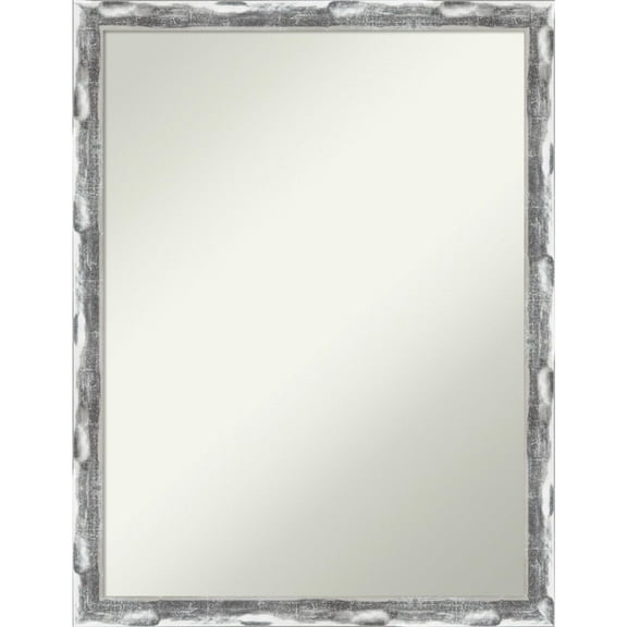 Amanti Art Scratched Wave Chrome Framed Non-Beveled Bathroom Vanity Wall Mirror - 20 x 26 in