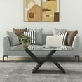 thumbnail image 2 of Gymax 47'' Rectangle Glass Coffee Table w/ Tempered Glass Tabletop & Geometric, 2 of 10