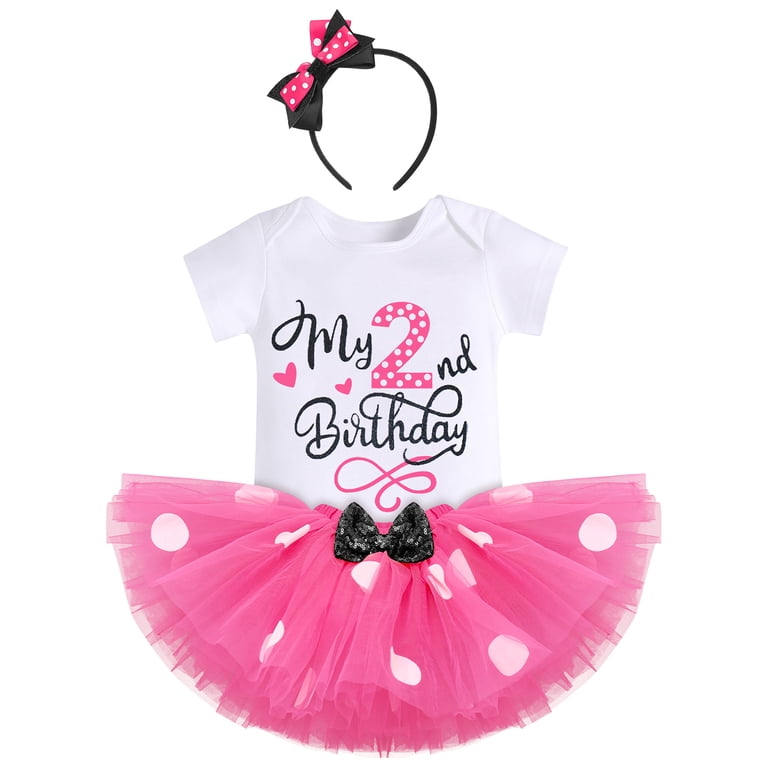 2nd birthday minnie mouse dress IBTOM CASTLE Toddler Girls 1st Outfit, Polka Dots Romper Tutu Dress, Ears Headband, 2 Years, Hot Pink Best Selling Wedding Guest Dress