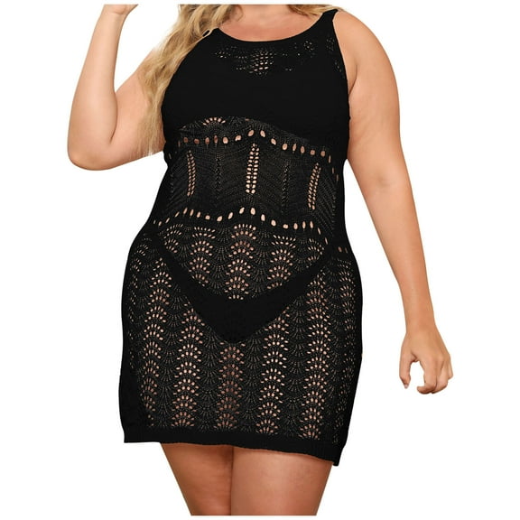 Idoravan Beach Cover up for Women Clearance Women's New Fashion Beach Sexy Hem Cover Up Hollow-out Breathable Swimwear