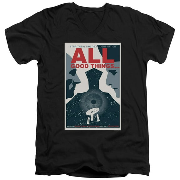 Star Trek Tng Season 7 Episode 25 Adult V-Neck 30/1 T-Shirt Black