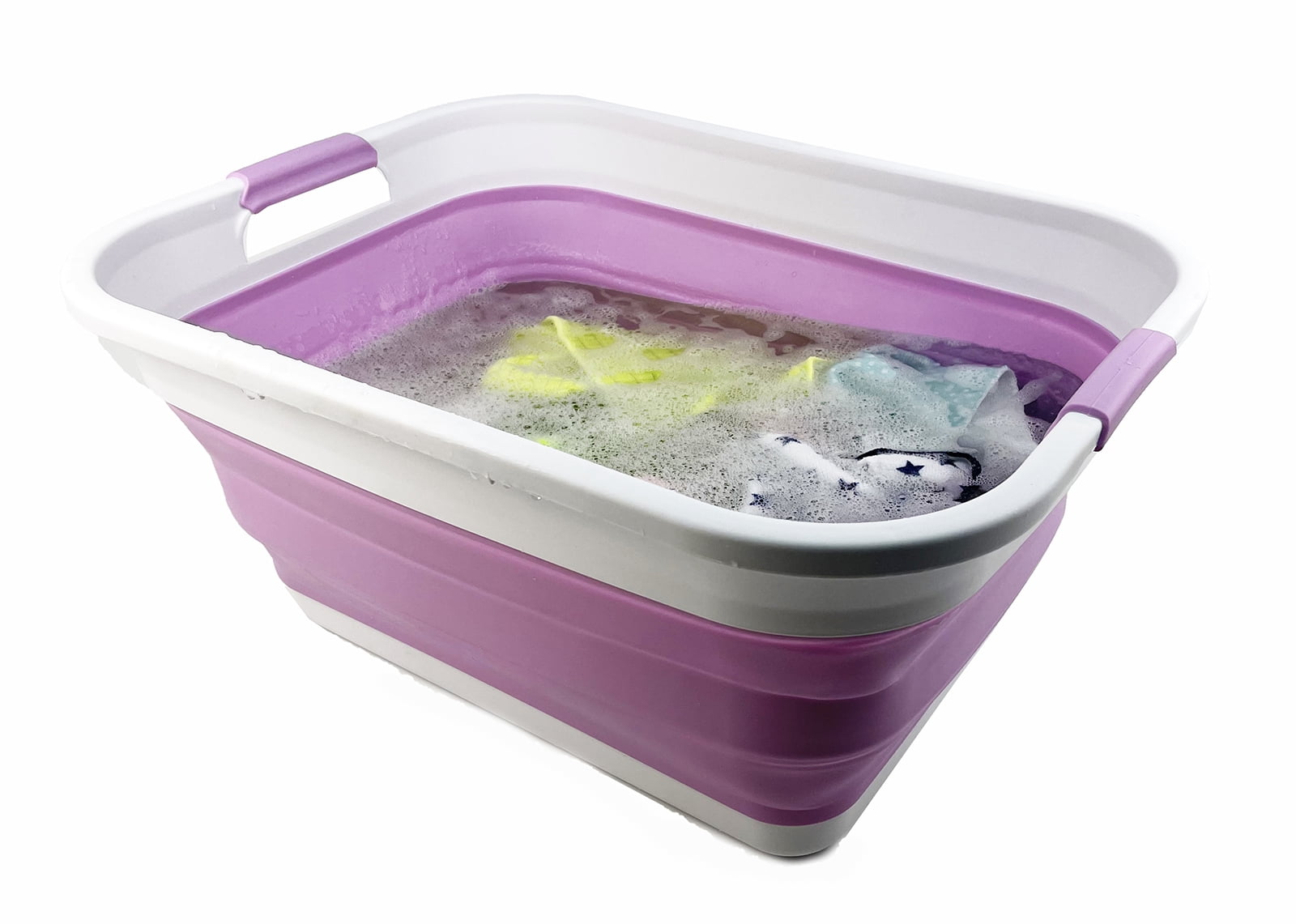 SAMMART 41L (10.8 gallon) Collapsible Plastic Laundry Basket - Foldable Pop Up Storage Container/Organizer - Portable Washing Tub - Space Saving Hamper/Basket