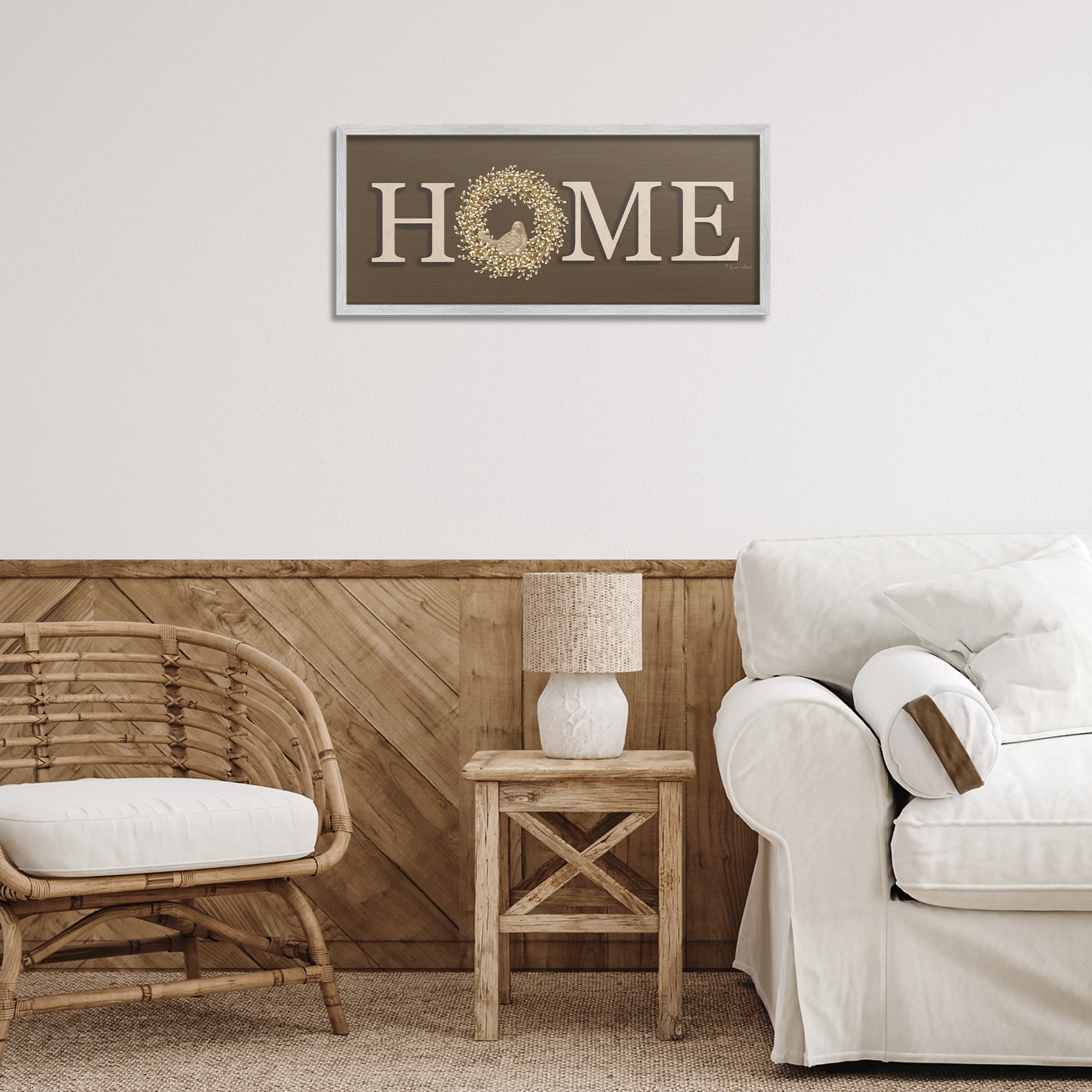 Stupell Industries Rustic Seasonal Home Typography Painting Gray Framed Art Print Wall Art, 24 x 10