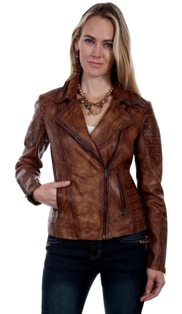 Scully Western Jacket Womens Motorcycle Asymmetrical Zip Leather L87 0203