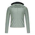 thumbnail image 4 of Htigea Women's UPF 50+ Sun Protection Jacket Lightweight Cool UV Shirt Rash Guard Long Sleeve Tops with Hoodie Brim Thumb Hole Pockets Gray,XL, 4 of 6