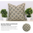 thumbnail image 5 of Boho hand block prints, 22"X22", Handcrafted Thick Linen Pillow Covers By Fabdivine, Diwali Flower, 5 of 7