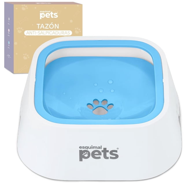 Plato para Perro ESQUIMAL Azul Blanco Antisalpicaduras 1.5 L para Mascotas