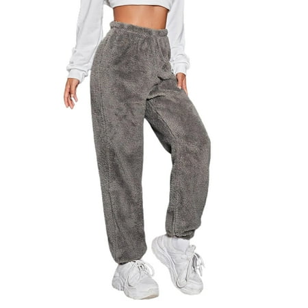 

SUNSIOM Women Winter Plush Fluffy Pajama Pants with Pockets Warm Fleece Lounge Pants Sleepwear Bottoms