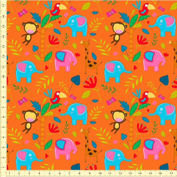 eloria Bird & Animal Cotton Fabric Squares Sewing Supplies Printed Fabric for , 1 Yard, Orange