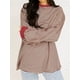 thumbnail image 5 of Camiseta de Larga Extragrande para Mujer, Túnica A Rayas con Bloques de Color, Sudadera Holgada de Otoño con Cuello Redondo y Rojo S, 5 of 10