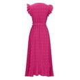 thumbnail image 5 of Uaswgudfs Sleeveless V-Neck Wrap Midi Sundress - Summer Dresses for Women 2025 Casual Dress with Ruffled Hem & Self-Tie Belt for Garden Occasions Hot Pink XXL, 5 of 6