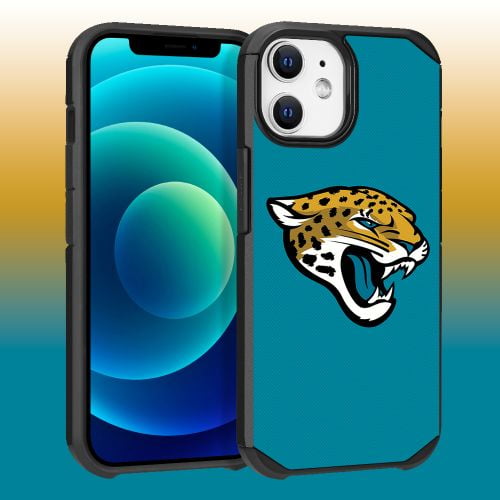 Apple iPhone 12 (6.1) - NFL Licensed Jacksonville Jaguars Team Logo on Green Textured Dual Layer Case