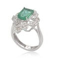 thumbnail image 2 of Real Emerald Gemstone Solid 18 Kt White Gold SI Clarity HI Color Pave Diamond Wedding Ring, 2 of 4