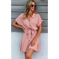 thumbnail image 3 of Robes Femmes Décontractées Manches Courtes Imprimé Floral Boutonné Col en V Été Boho Midi Robe, 3 of 4