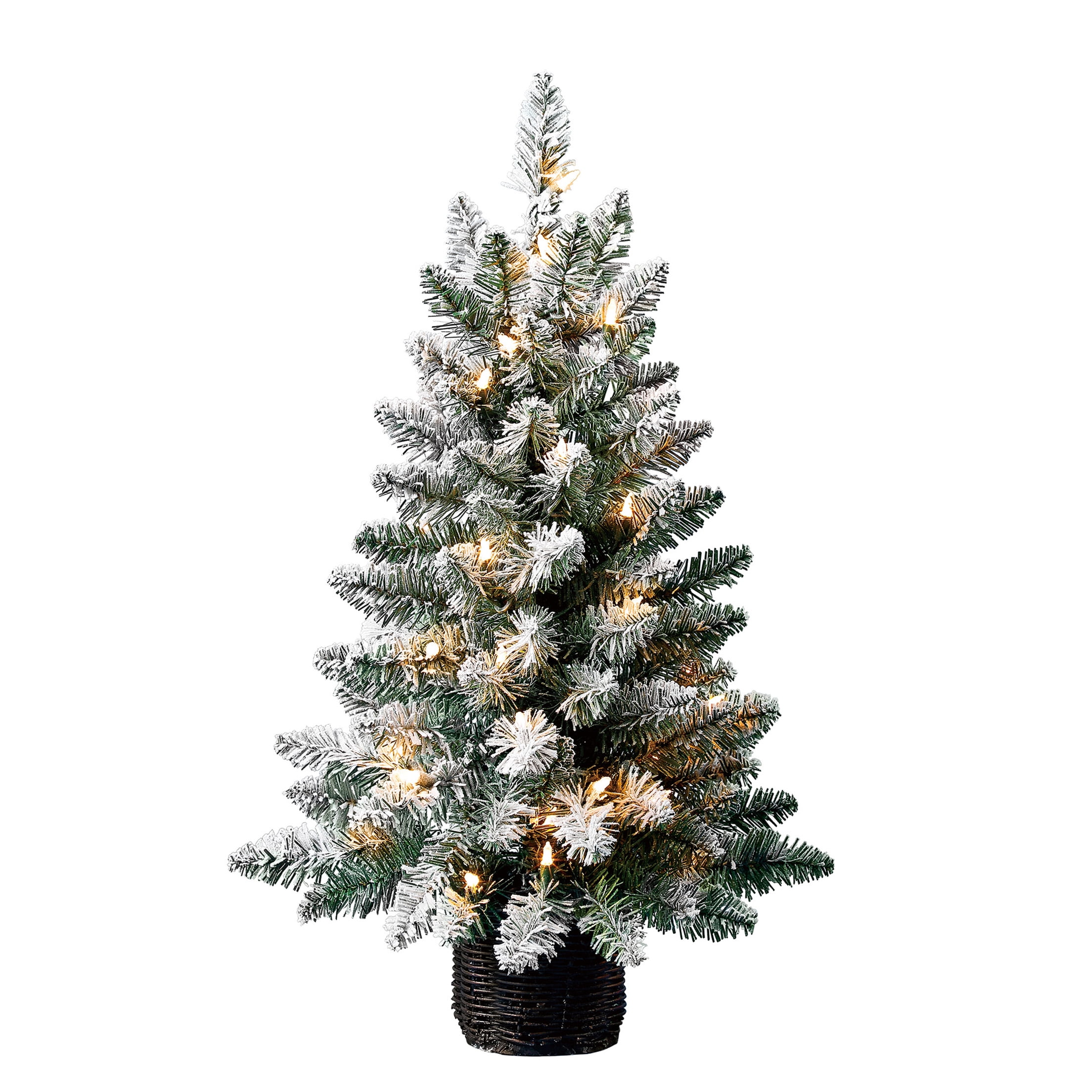 Holiday Time Prelit 35 Clear Incandescent Lights, Cooper Flocked Spruce Artificial Christmas Tree, 24"
