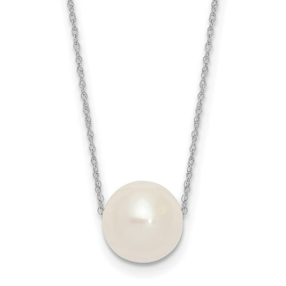 Auriga 10K White Gold 10-11 mm Round White Freshwater Cultured Pearl Rope Necklace for Women 17"